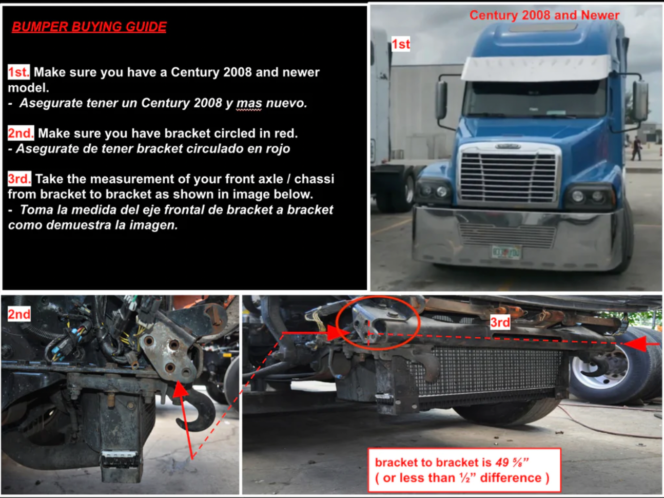 22” Chrome Bumper (FL Century 2008+) W/ Wrap Around, Tow, Fog, & 11 Hidden Light Holes