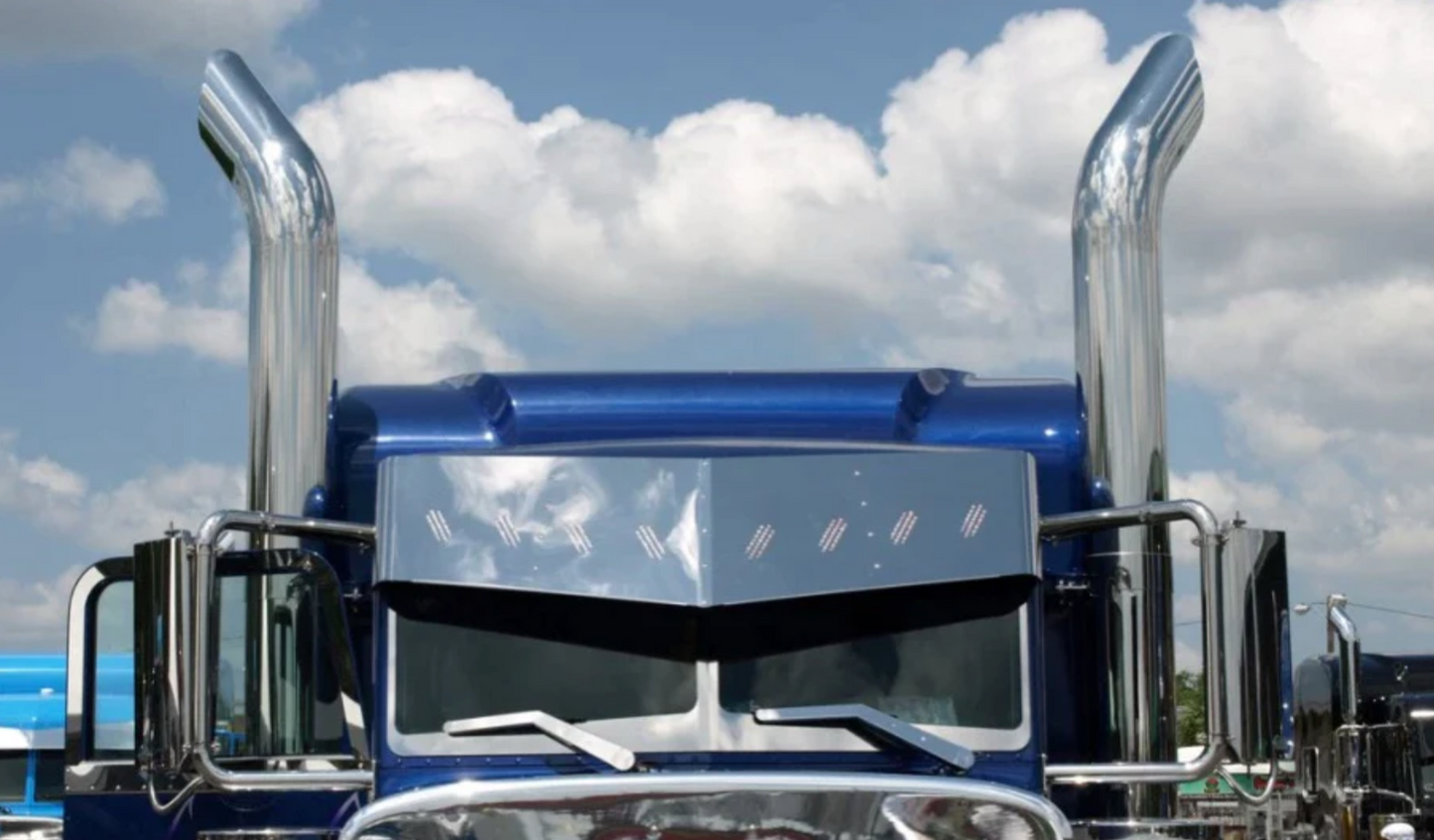 Wiper Covers fits Peterbilt 379, 380 Stainless Steel Wide Design, Pair