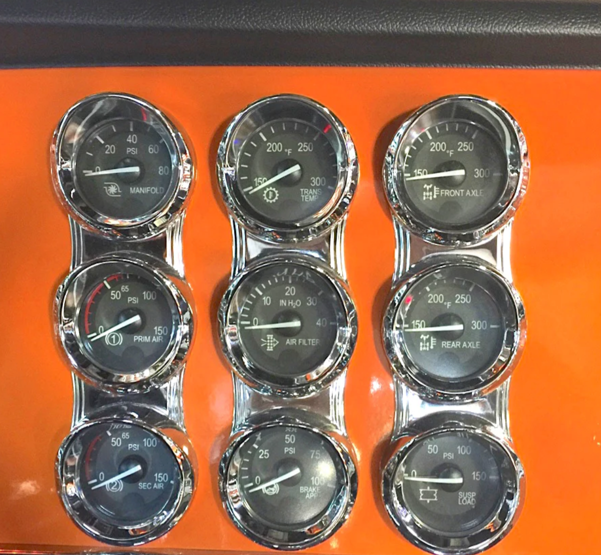 Chrome Plastic Vertical Gauge Cluster Cover With Visor fits Peterbilt 2006+