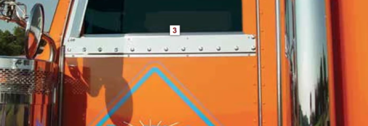 Upper Door/Under Window Trim Fits 2005 Straight Door Rivet Mount fits Peterbilt 330, 335, 357, 377, 378, 379, 385, 388 And 389.