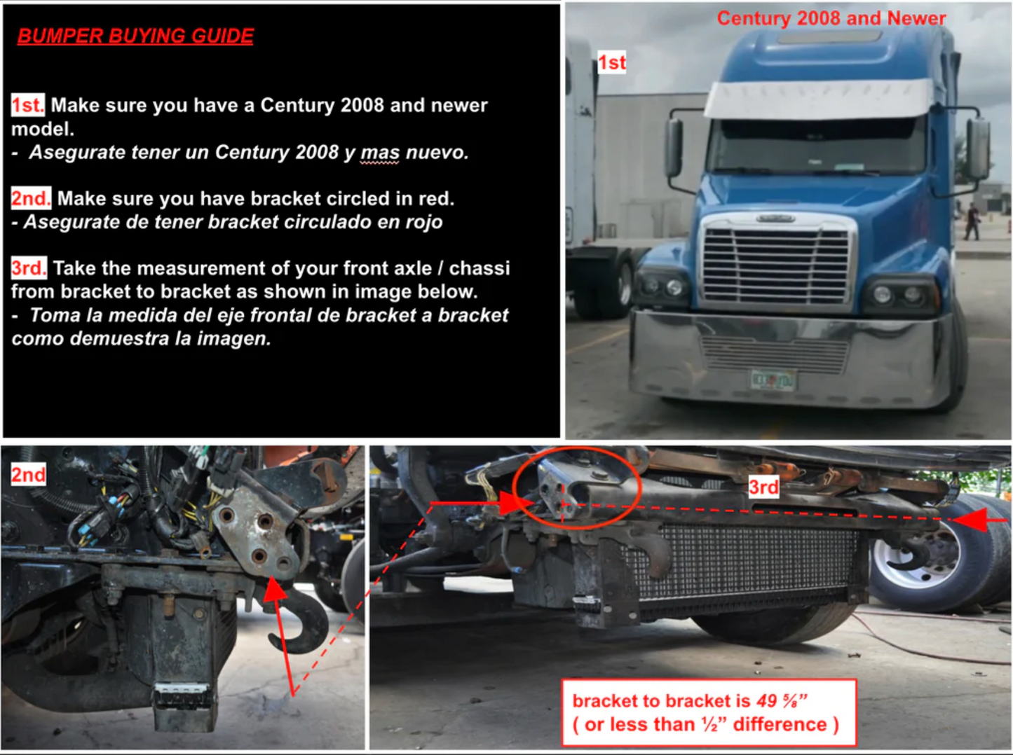 18" Chrome Bumper (FL Century 2008+) W/ Aero, Tow & Fog Light Holes