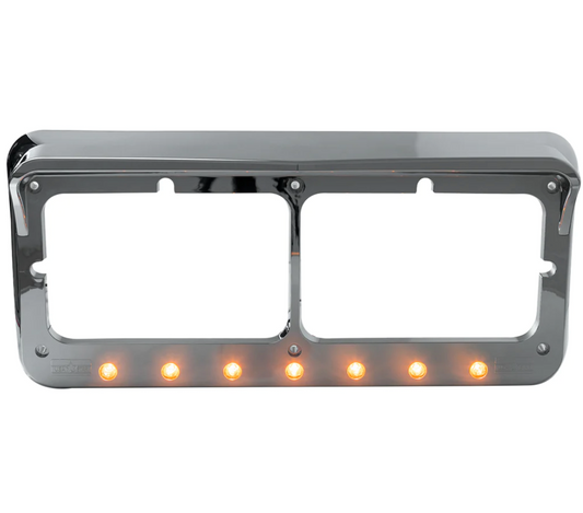 Sequential 7 LED Rectangular Dual Headlight Bezel W/ Visor